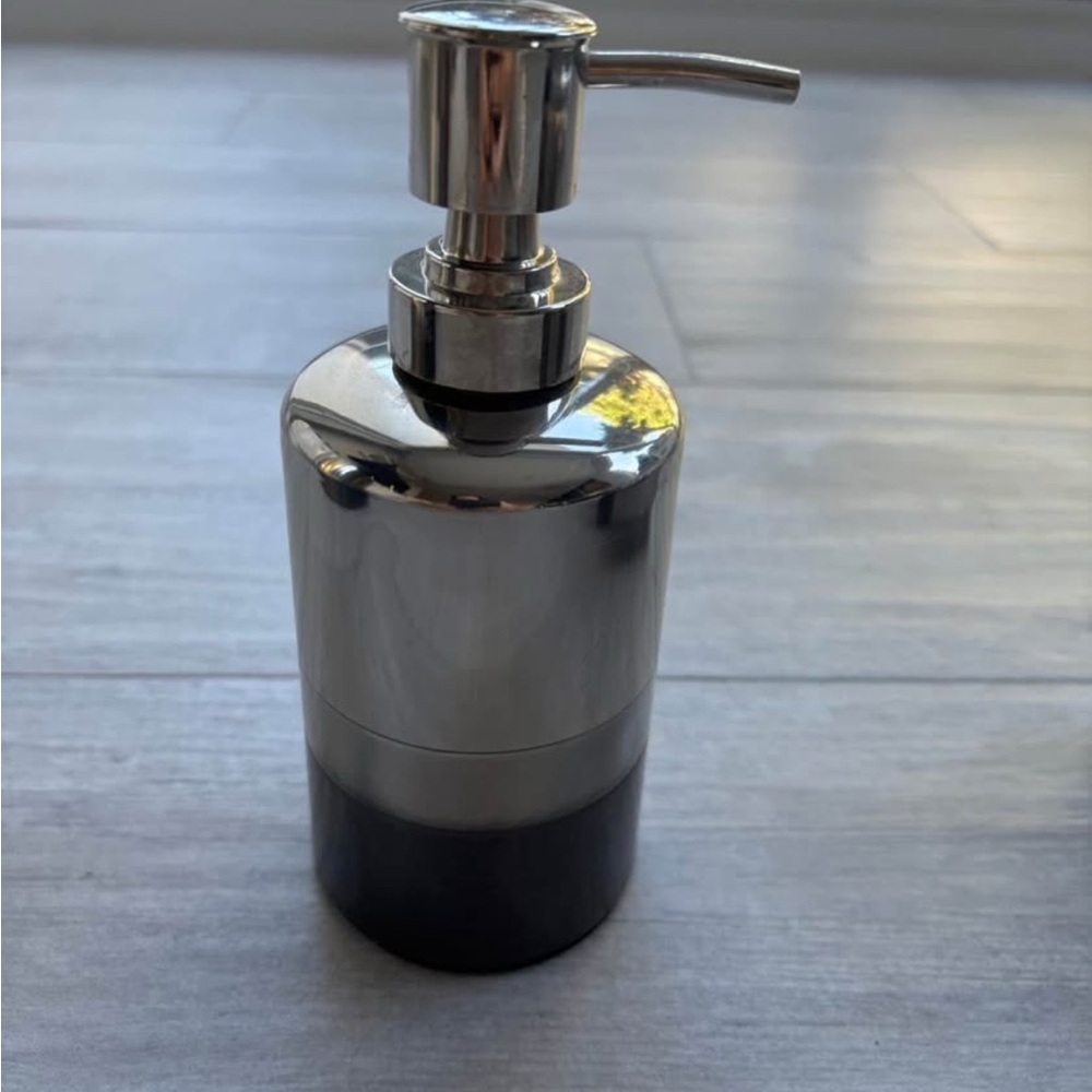 Silver and Black Soap Dispenser